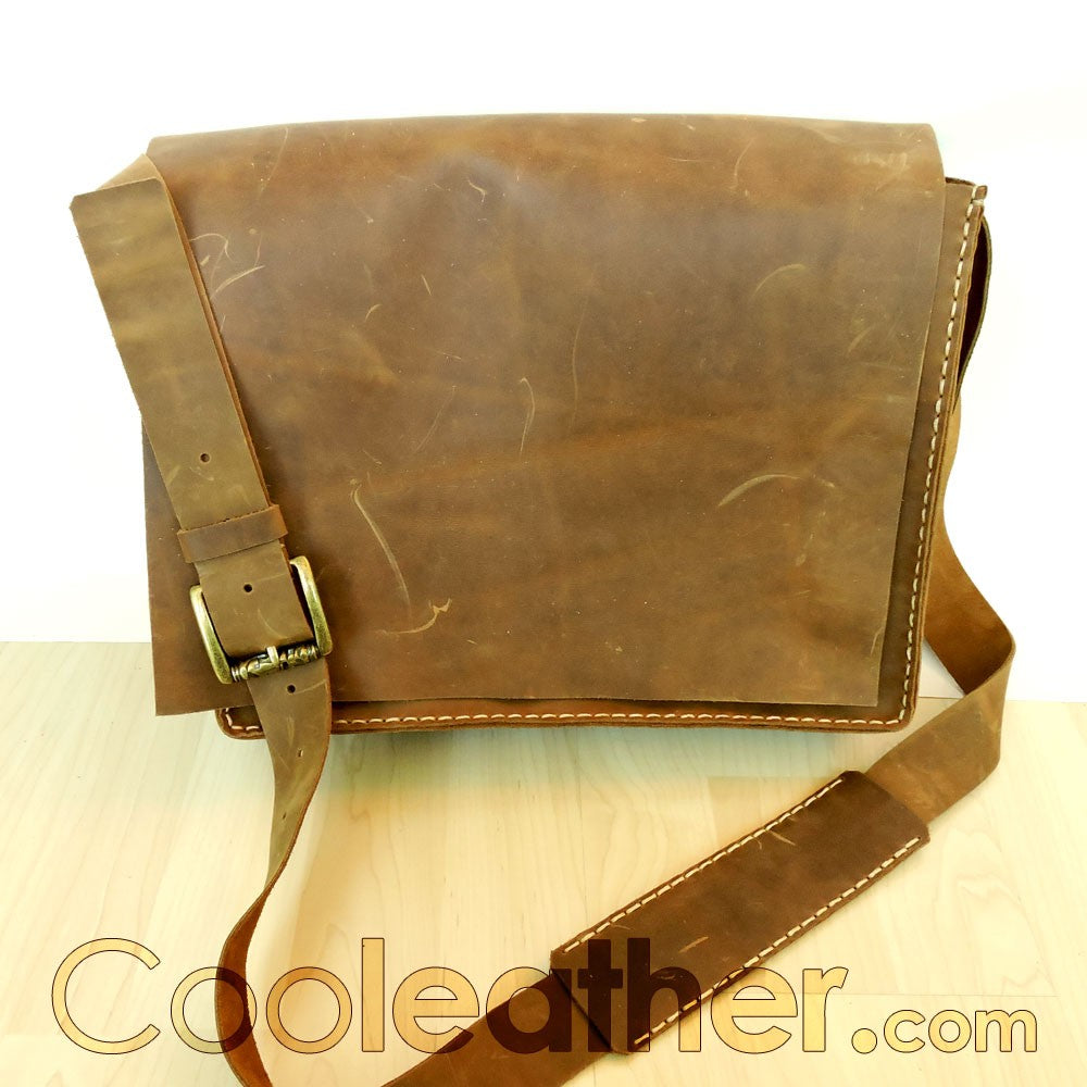 Hand Stitched Leather Messenger Bag