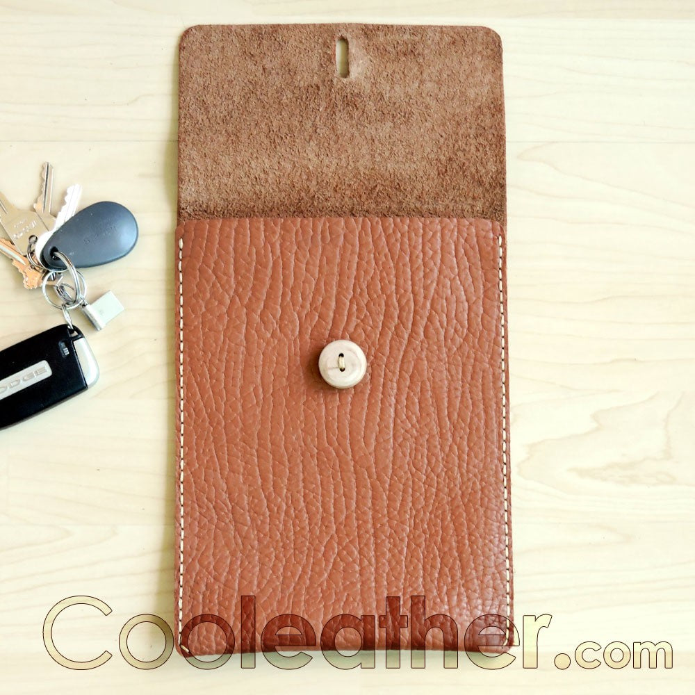 Hand-Sewn Leather iPad Mini Cover with Wooden Button