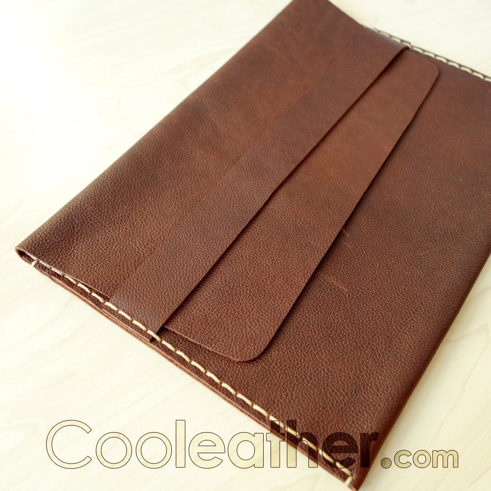 Hand-stitched Cowhide iPad Sleeve with Wallet