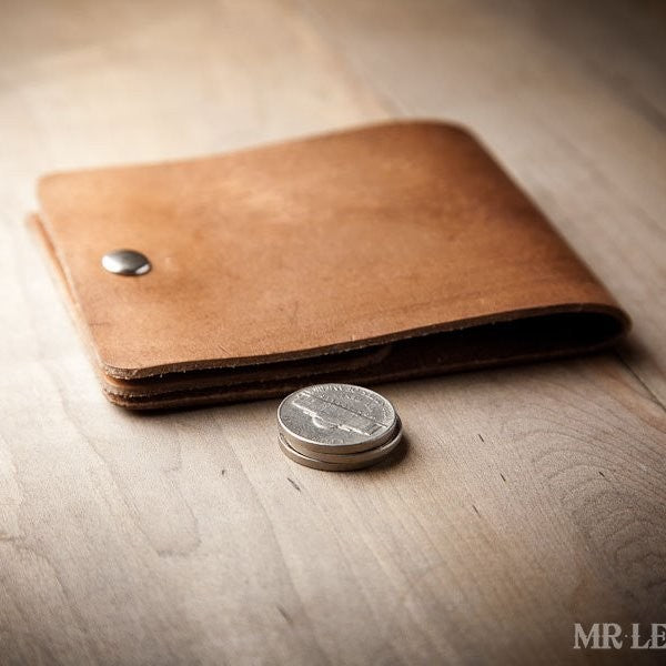 Super Thin Leather Jasper Card Wallet for Men, Handmade in USA
