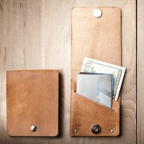 Super Thin Leather Jasper Card Wallet for Men, Handmade in USA