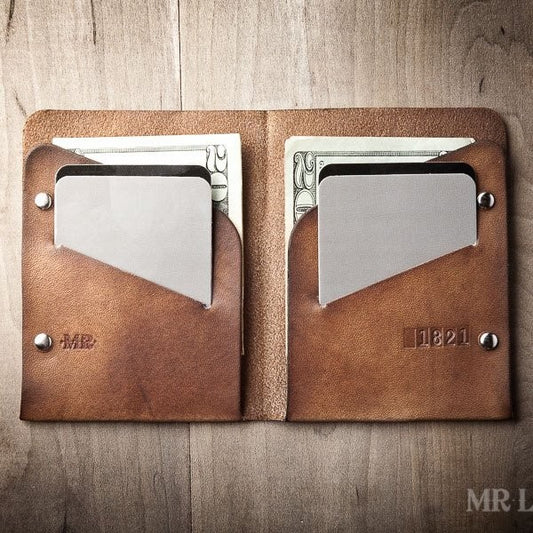 Super Thin Leather Minimal Mark Wallet for Men, Handmade in USA