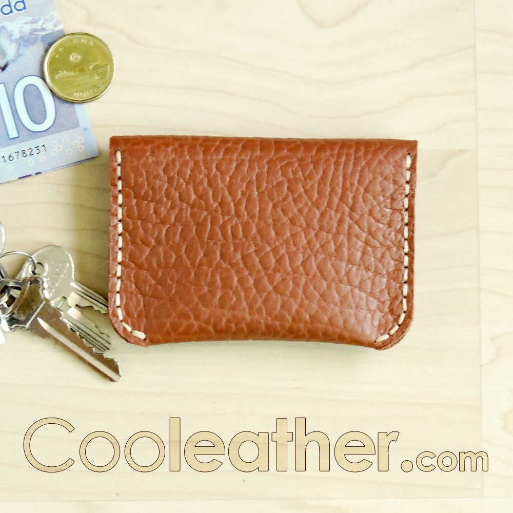 Hand Stitched Tan Leather Credit Card Holder