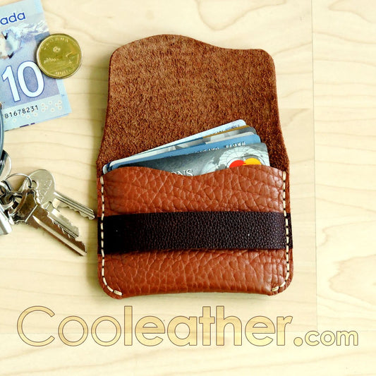 Hand Stitched Tan Leather Credit Card Holder