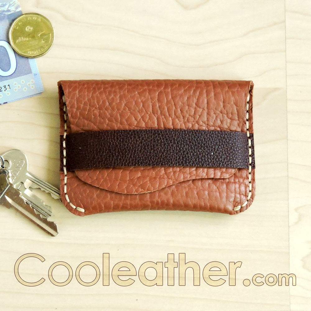 Hand Stitched Tan Leather Credit Card Holder