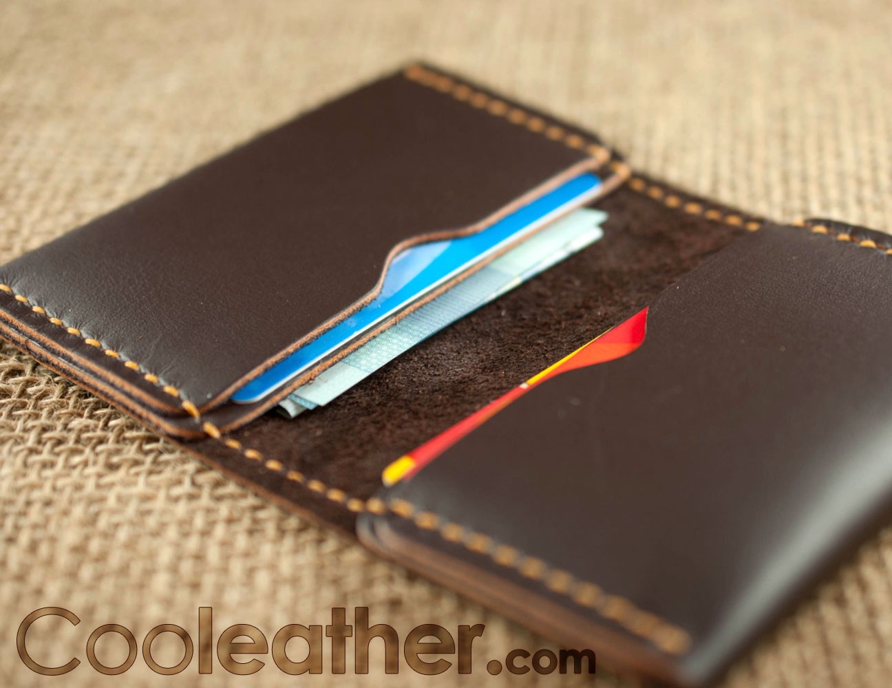 Leather Men Bi-fold Slim Wallet