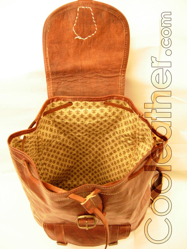 Handmade Cool Leather Backpack with one big front pocket