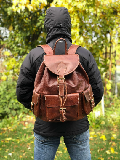MyMate3 Backpack - Large All Leather Rucksack 14" laptop