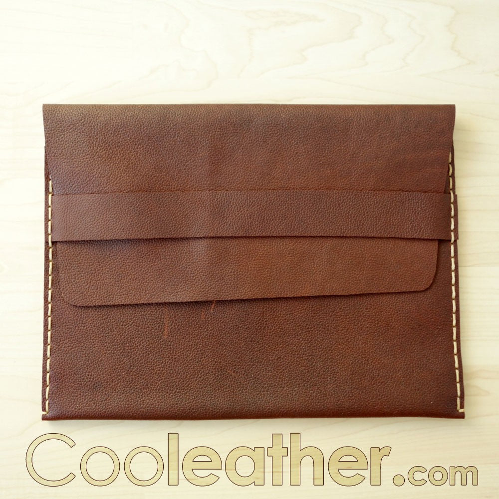 Hand-stitched Cowhide iPad Sleeve with Wallet