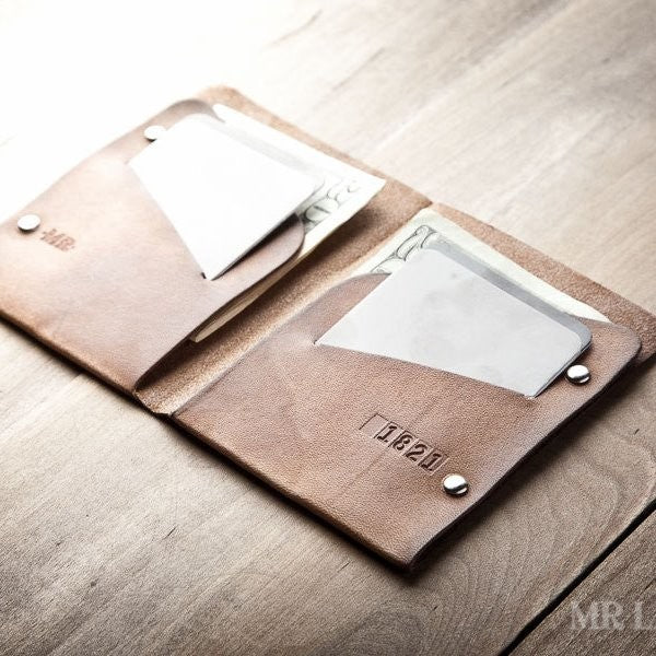 Super Thin Leather Minimal Mark Wallet for Men, Handmade in USA